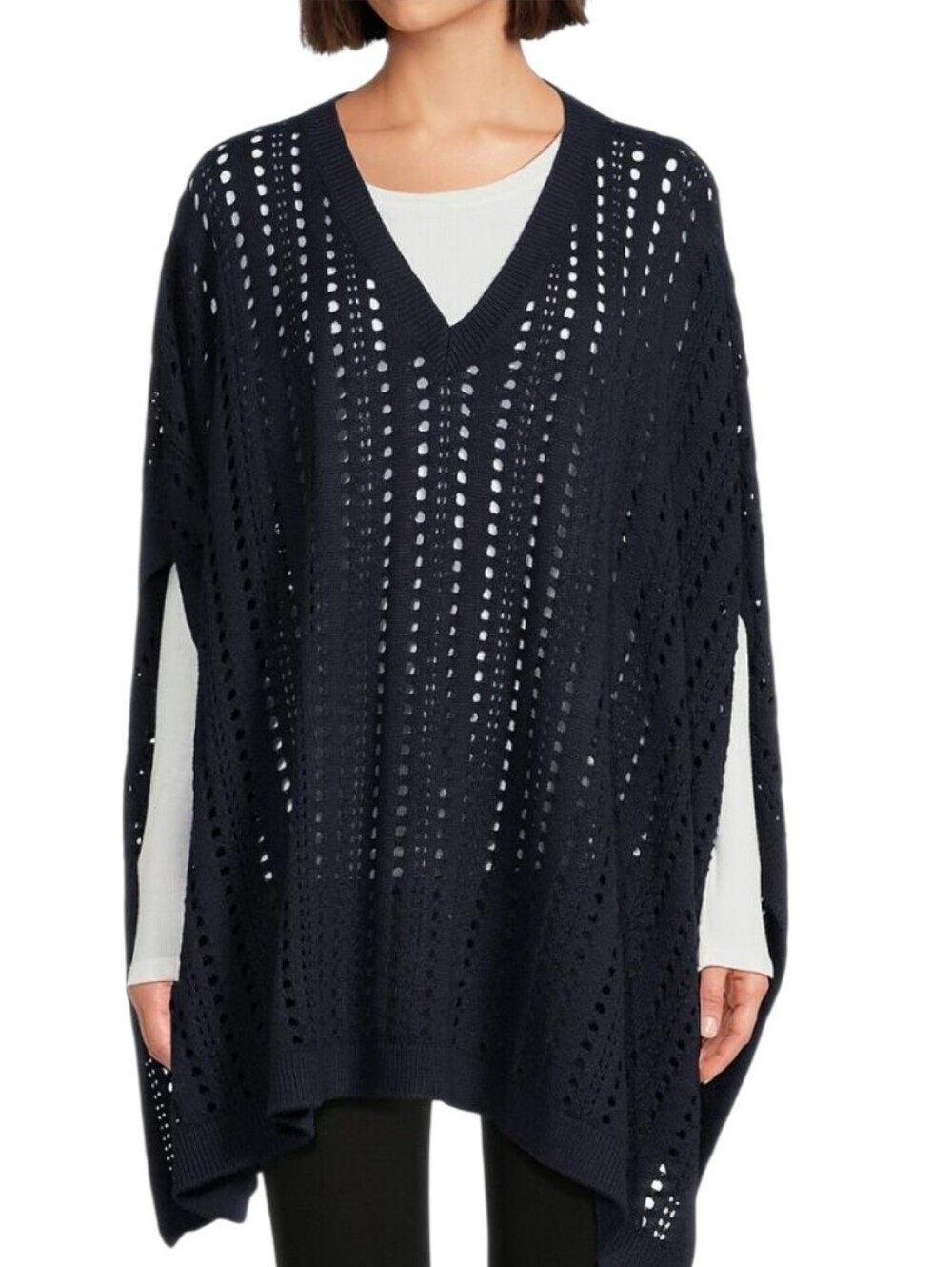 Bruno Magli Navy Cashmere Blend Poncho/Sweater, One Size, NWT